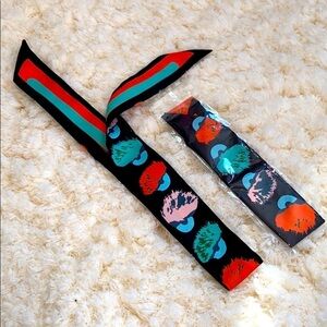 Set of Two Blue Monster Eyes Bag Twilly Scarves